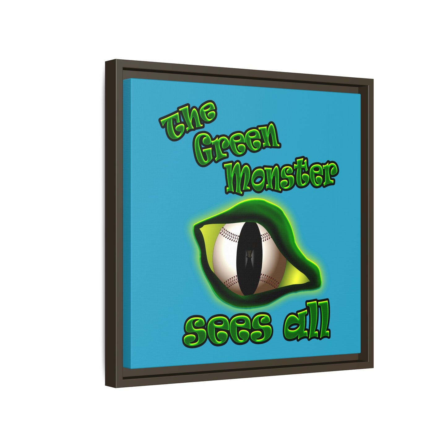 green monster - framed canvas art (turquoise)