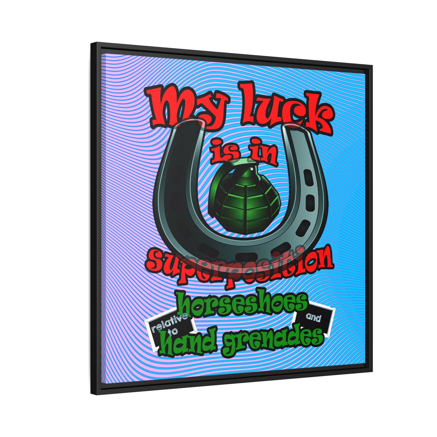 my luck - framed canvas art (light blue-purple wave)