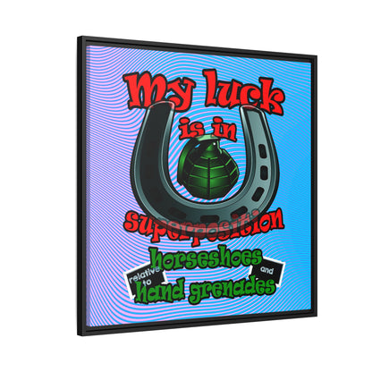 my luck - framed canvas art (light blue-purple wave)