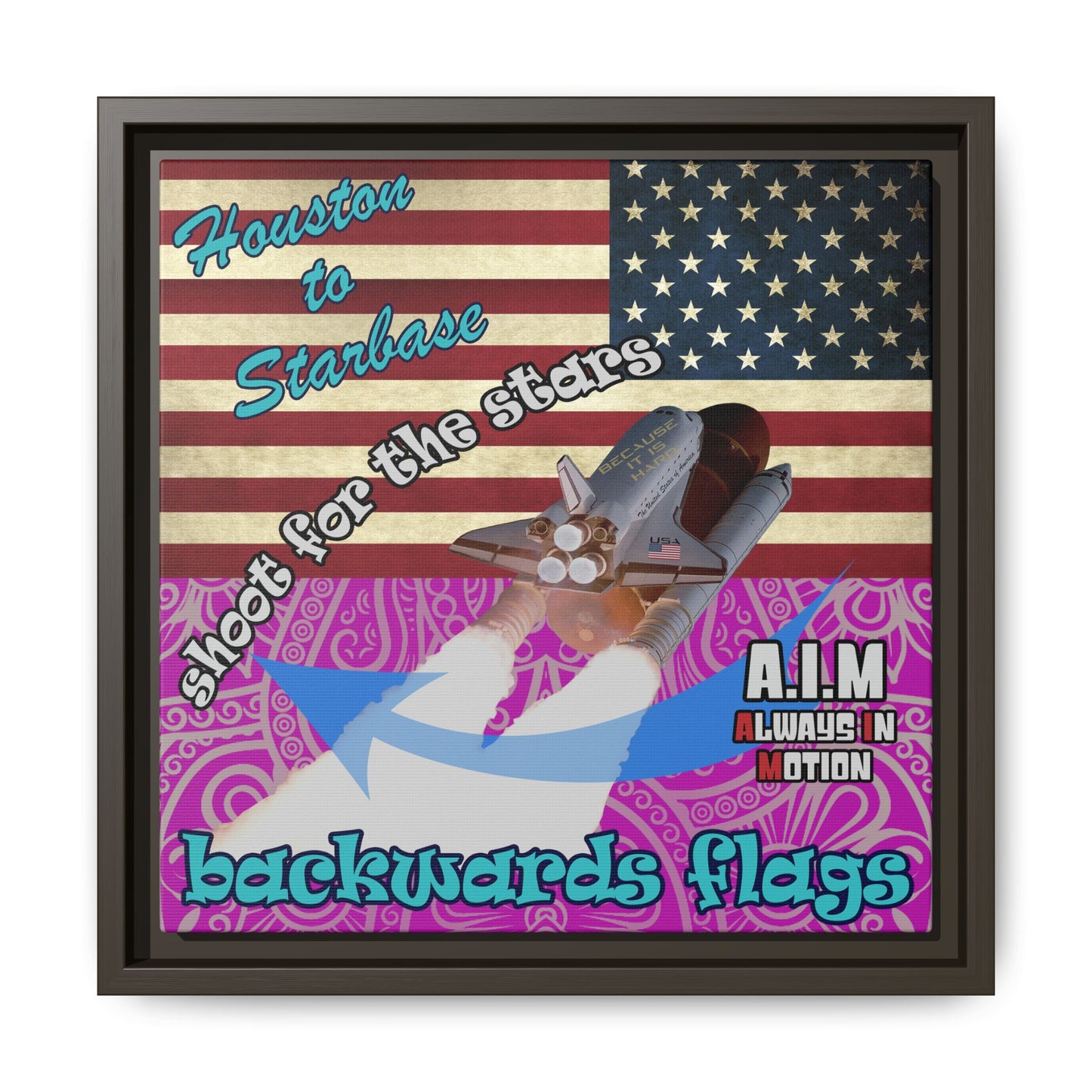 shoot for the stars - framed canvas art (pink swirl)