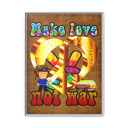 love peace - framed canvas art (brown papyrus)