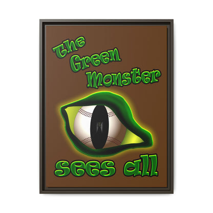 green monster - framed canvas art (brown)