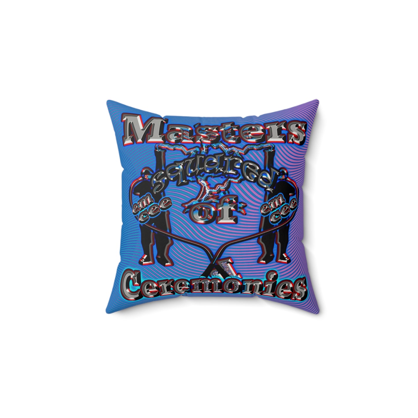 em cee squared - Faux Suede Square Pillow - (light blue-purple wave)