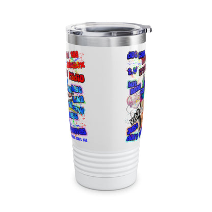 drop the beat - Ringneck Tumbler, 20oz (white)