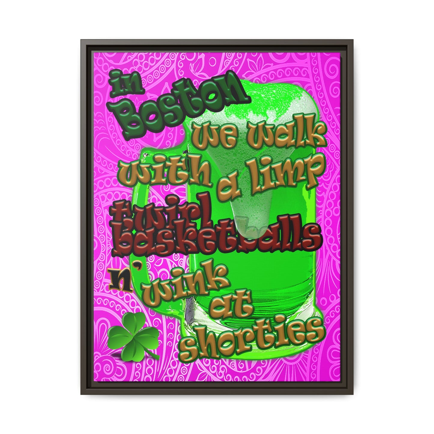 celtics logo - framed canvas art (pink swirl)