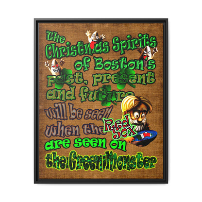christmas spirits of boston - framed canvas art (brown papyrus)
