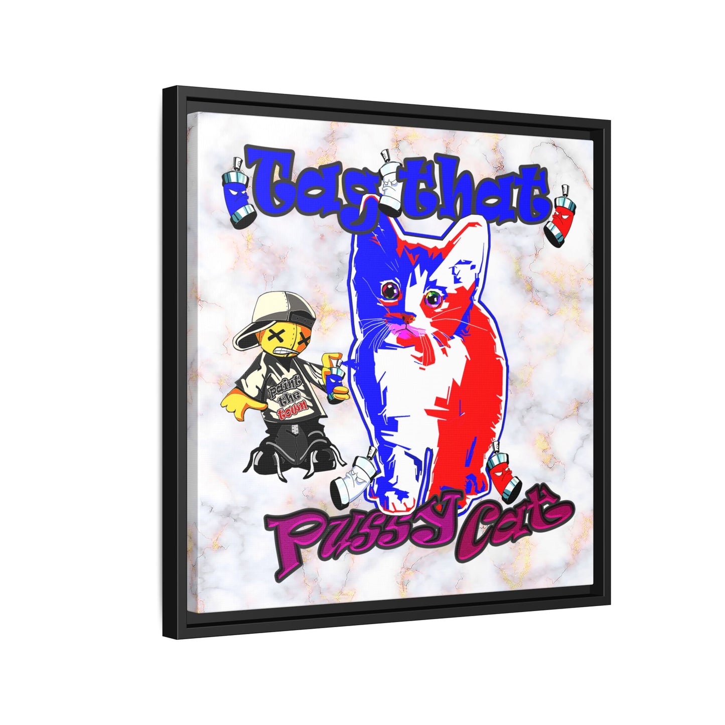 tag that - framed canvas art (white marble)