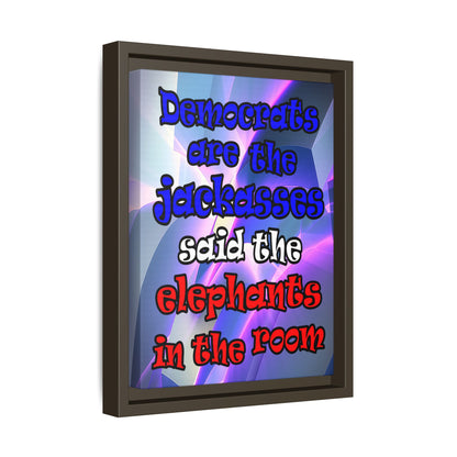 donkeys and elephants - framed canvas art (grey-pink wave)
