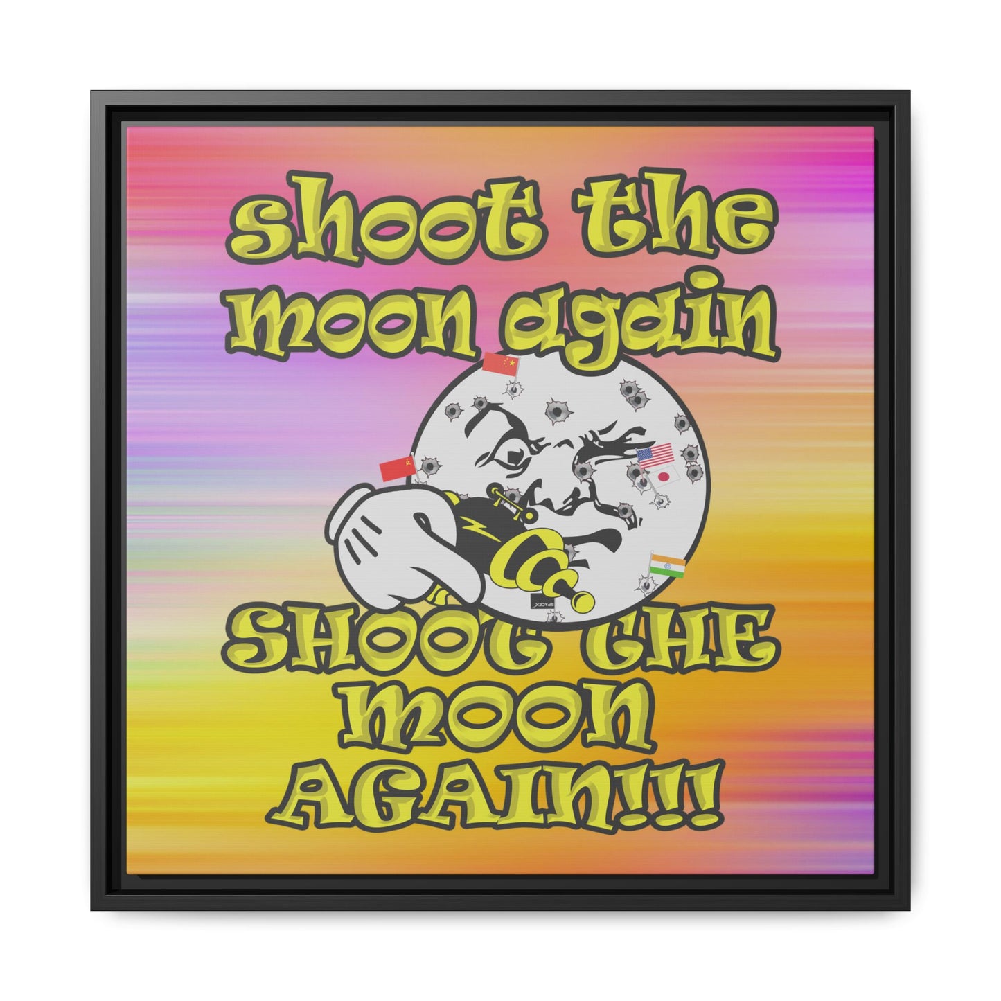 shoot the moon again - framed canvas art (color blur)