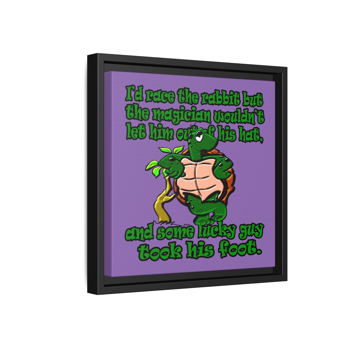 turtle race - framed canvas art (light purple)