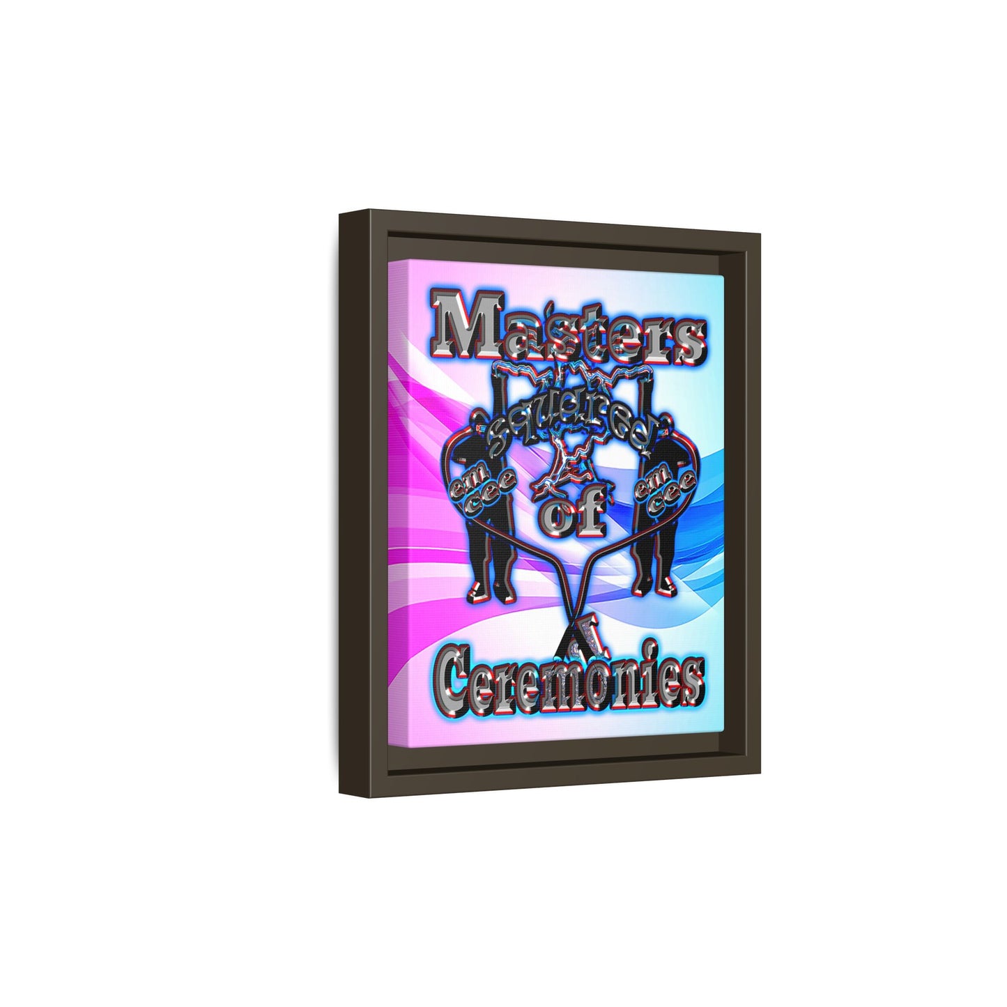 em cee squared - framed canvas art (light blue-pink wave)