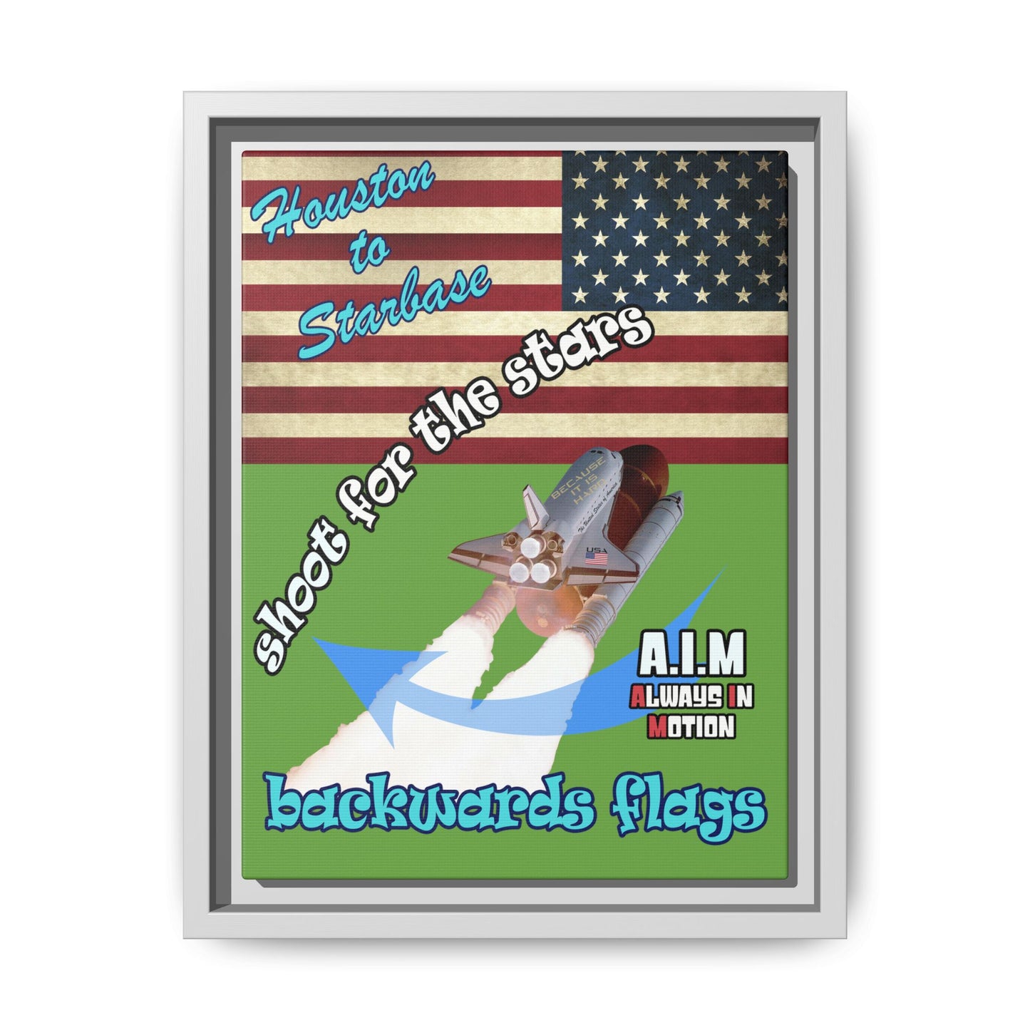 shoot for the stars - framed canvas art (green)
