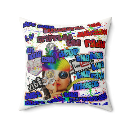 drop the beat - Faux Suede Square Pillow - (white)