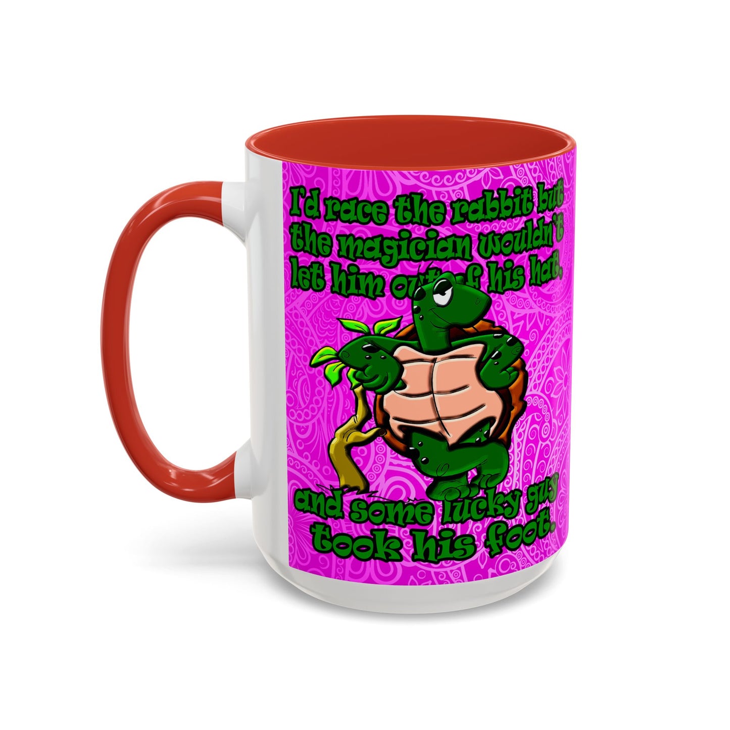 turtle race - Accent Mug (pink swirl)
