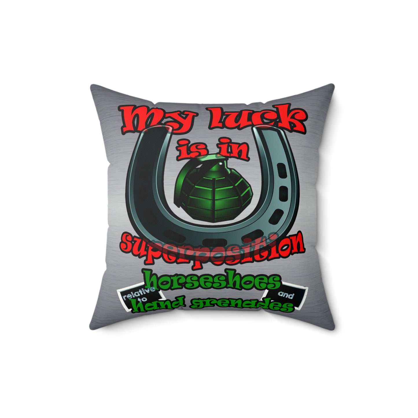 my luck - Faux Suede Square Pillow - (brushed nickel)