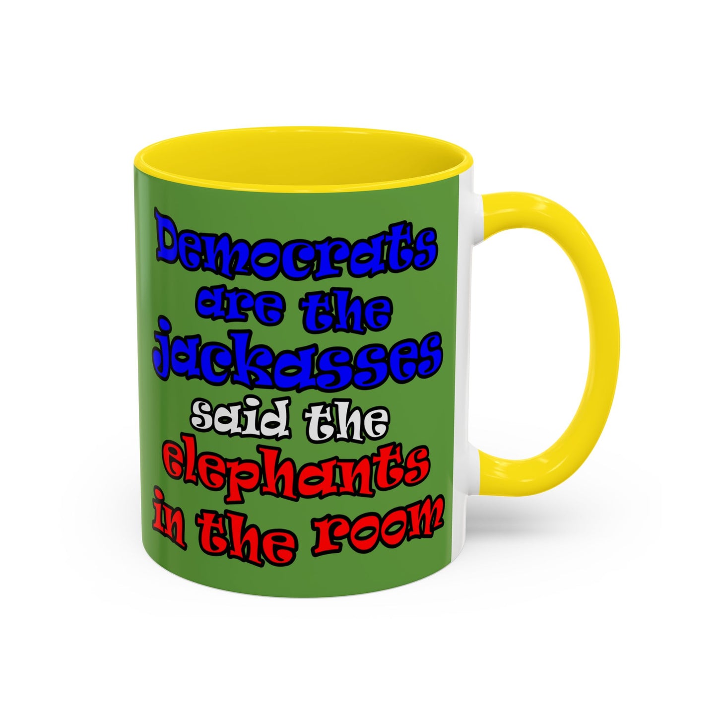donkeys and elephants - Accent Mug (green)