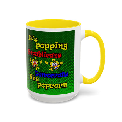 popping like popcorn - Accent Mug (logo green)