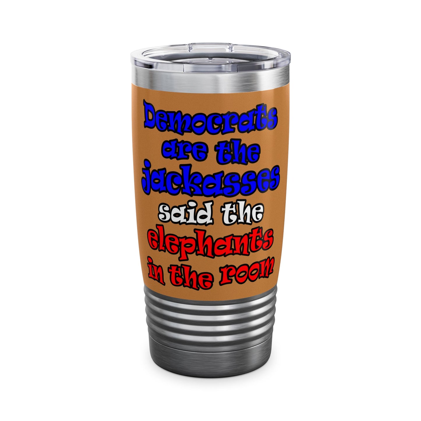 donkeys and elephants - Ringneck Tumbler, 20oz (light brown)