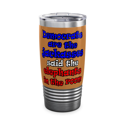 donkeys and elephants - Ringneck Tumbler, 20oz (light brown)