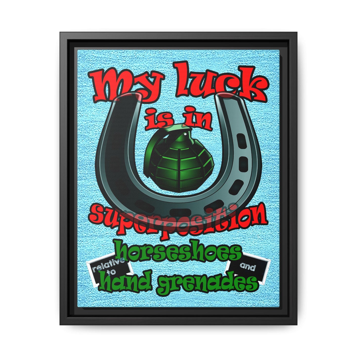 my luck - framed canvas art (faded blue)