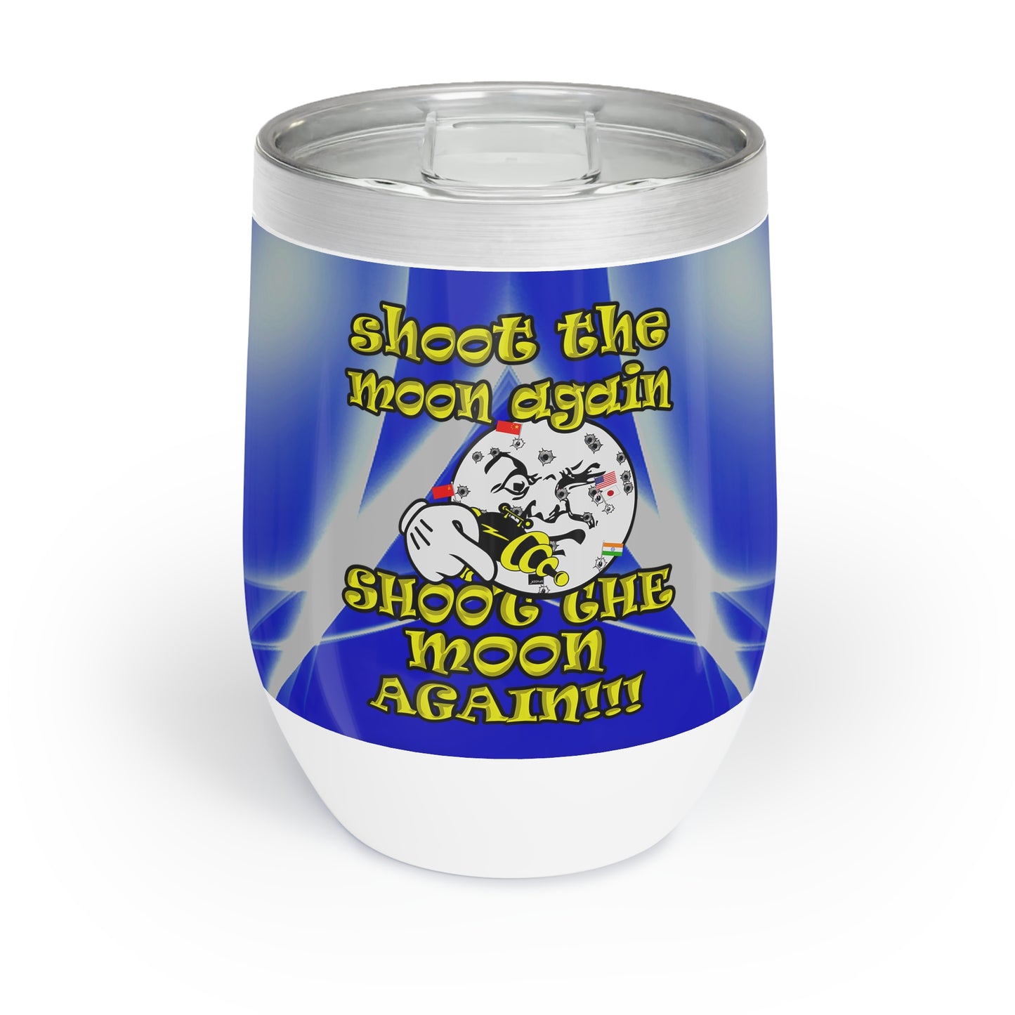 shoot the moon again - Chill Wine Tumbler (blue-white wave)