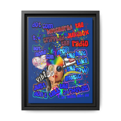 drop the beat - framed canvas art (dark blue)