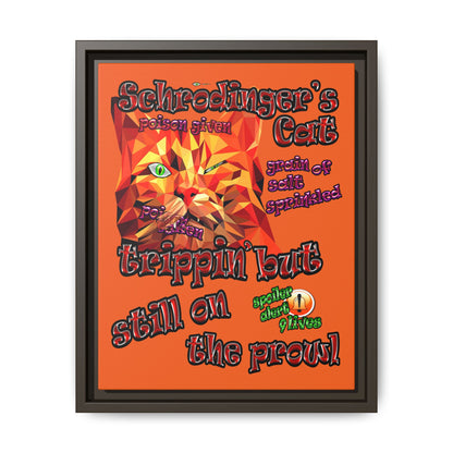 schrodinger's cat - framed canvas art (orange)