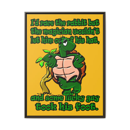 turtle race - framed canvas art (yellow)