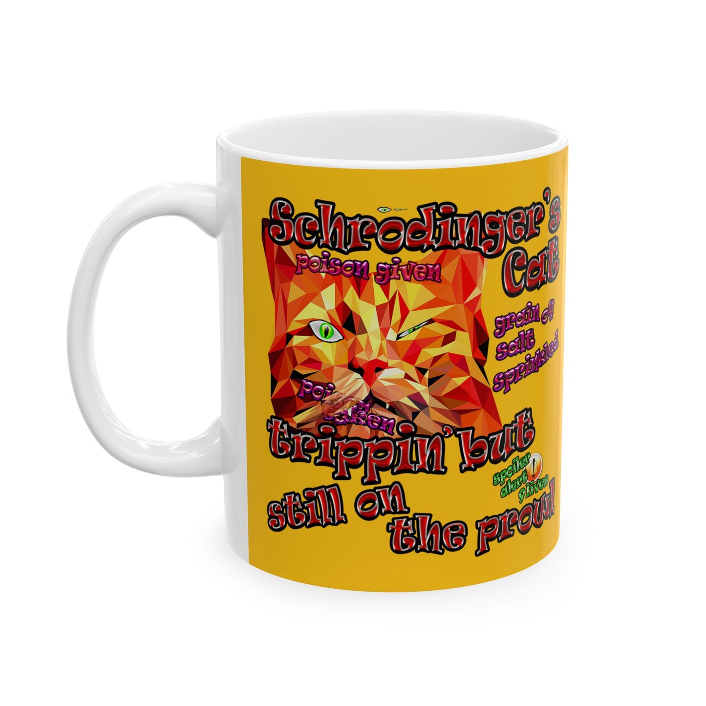 schrodinger's cat - White Mug (yellow)