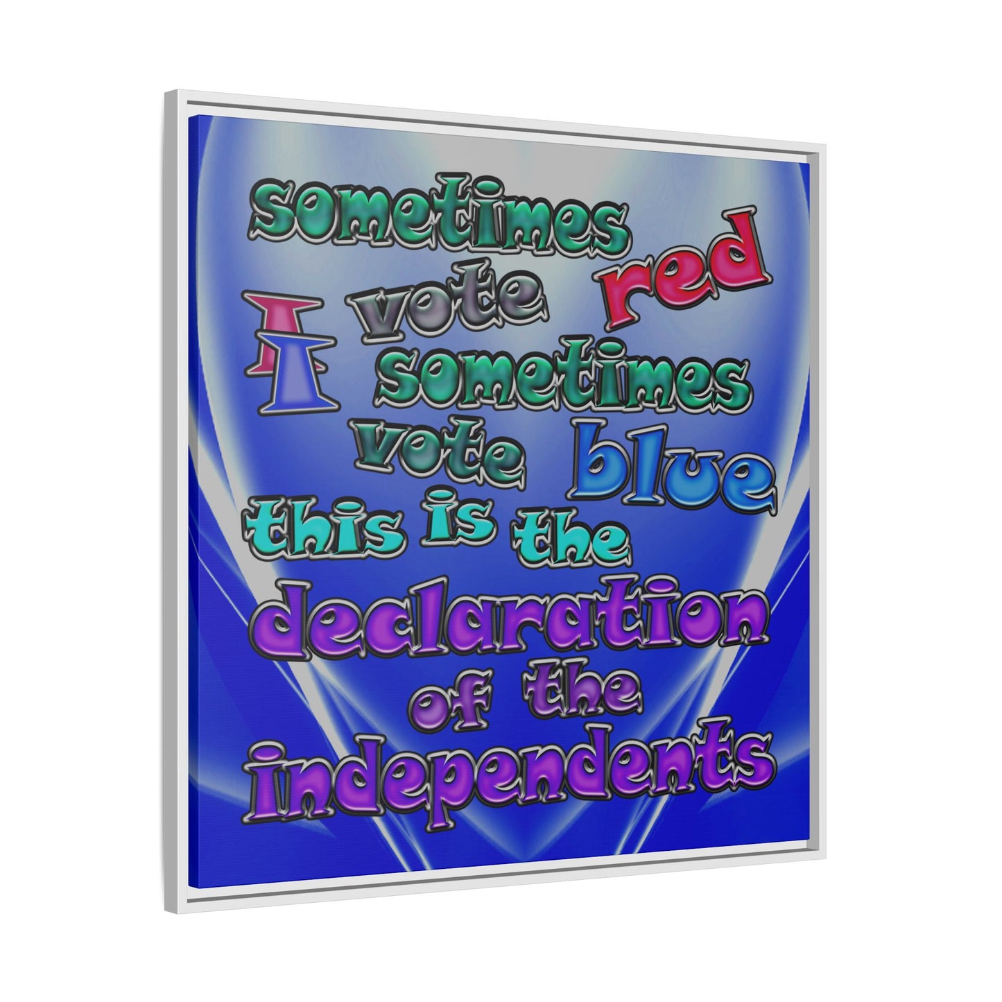 declaration of the independents - framed canvas art (blue-white wave)