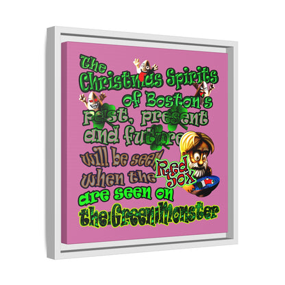 christmas spirits of boston - framed canvas art (light pink)