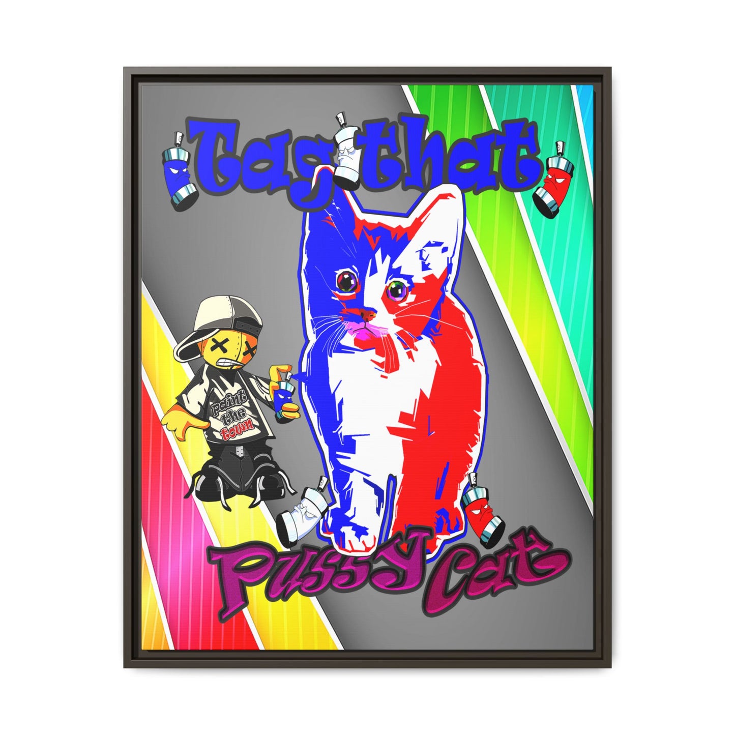 tag that - framed canvas art (rainbow split)