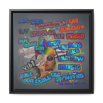 drop the beat - framed canvas art (grey-light grey)