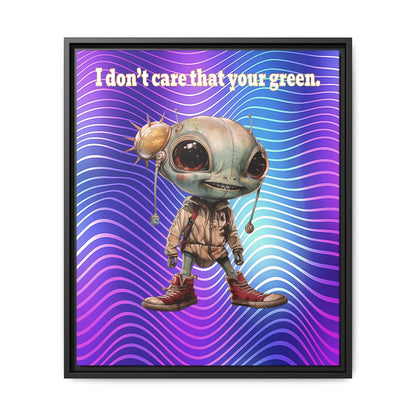I don't care that your green - framed canvas art (purple wave)