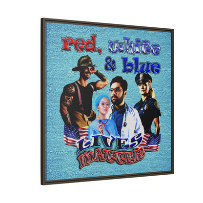 rw&b lives matter - framed canvas art (faded blue)