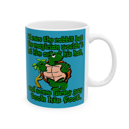 turtle race - White Mug (turquoise)