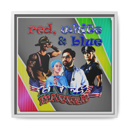 rw&b lives matter - framed canvas art (rainbow split)