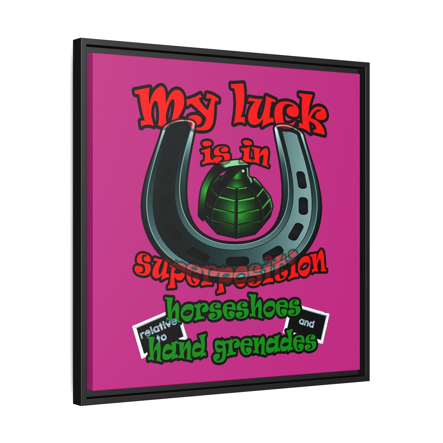 my luck - framed canvas art (pink)