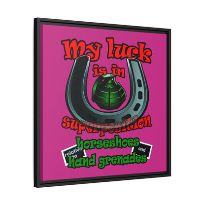 my luck - framed canvas art (pink)