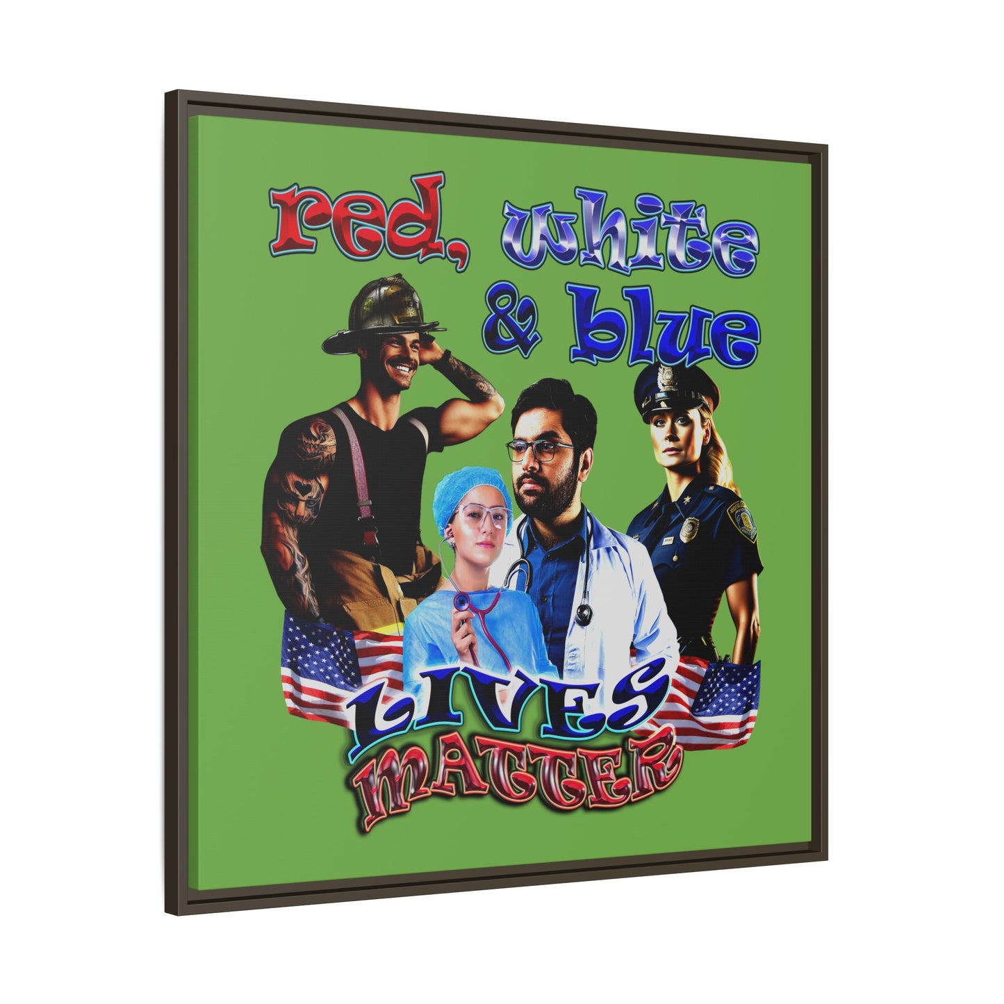 rw&b lives matter - framed canvas art (green)