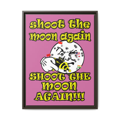 shoot the moon again - framed canvas art (light pink)