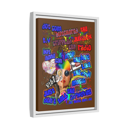 drop the beat - framed canvas art (brown)
