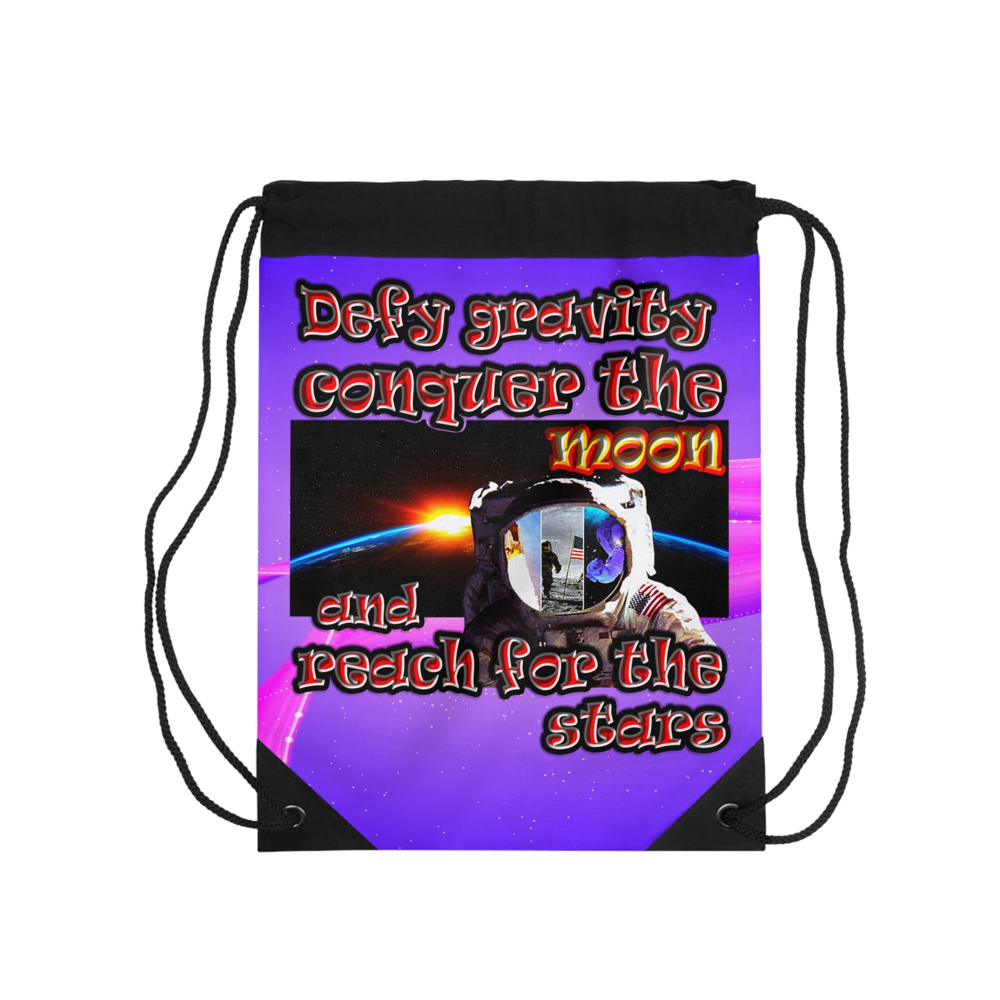 defy conquer reach - Drawstring Bag (purple-pink wave)