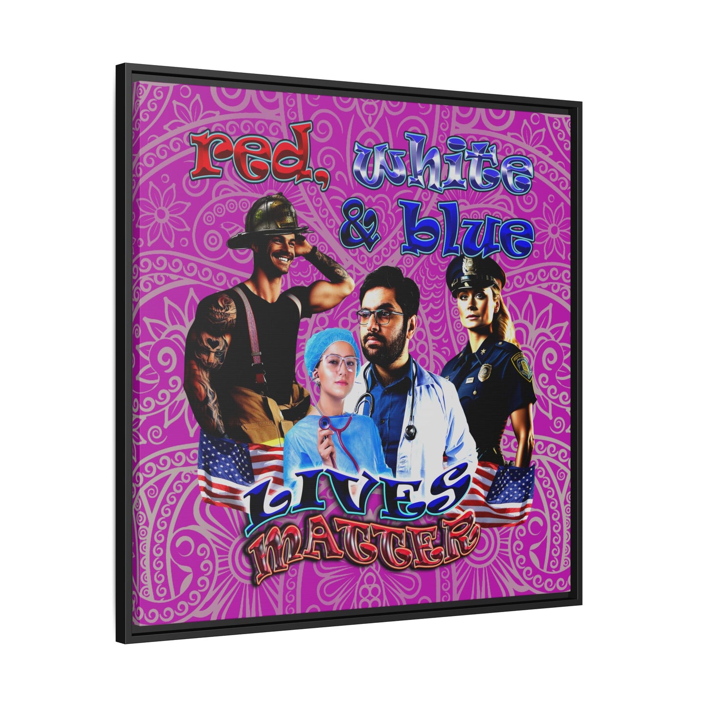rw&b lives matter - framed canvas art (pink swirl)