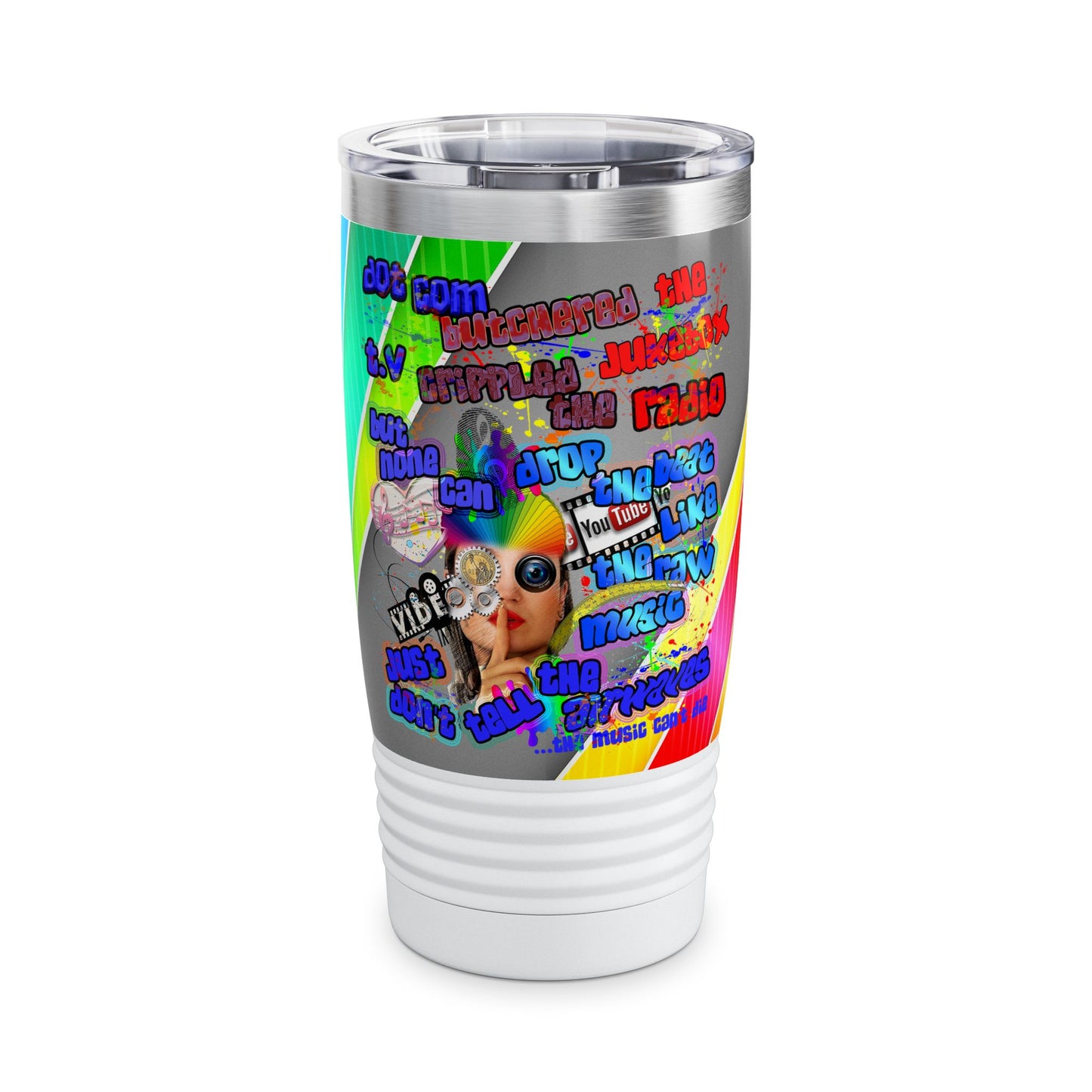 drop the beat - Ringneck Tumbler, 20oz  (rainbow split)