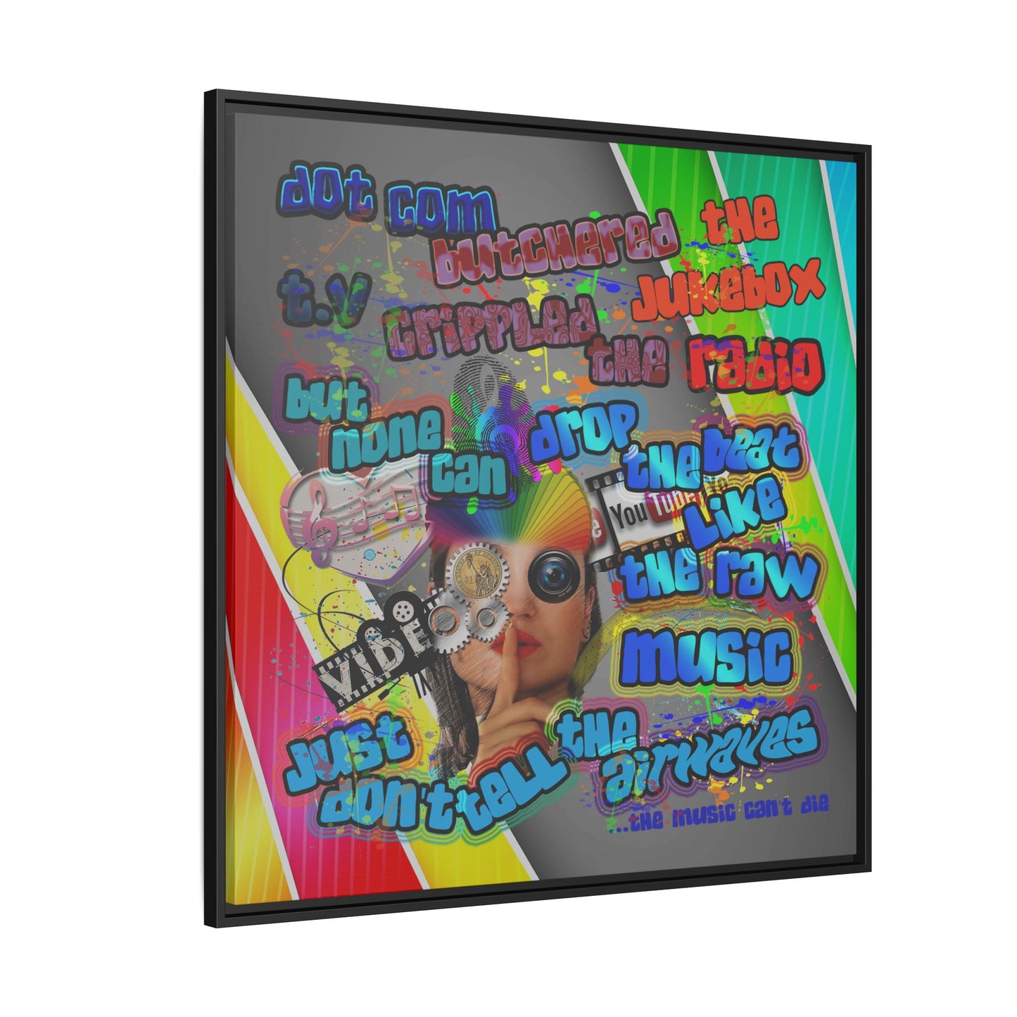 drop the beat - framed canvas art (rainbow split)