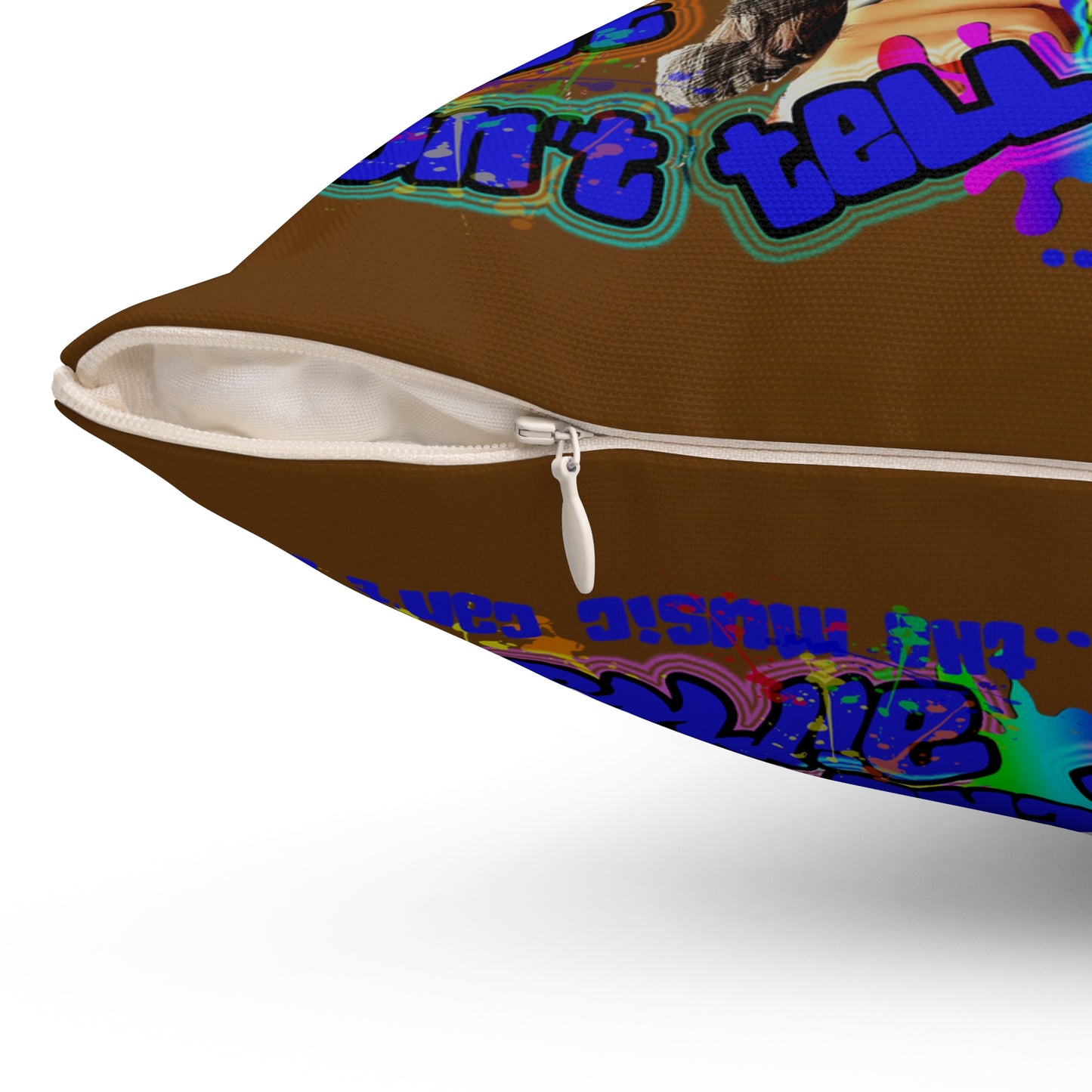 drop the beat - Spun Polyester Square Pillow - (brown)