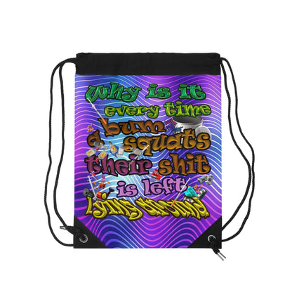 the bum's shit - Drawstring Bag (purple wave)