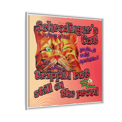 schrodinger's cat - framed canvas art (yellow-orange wave)