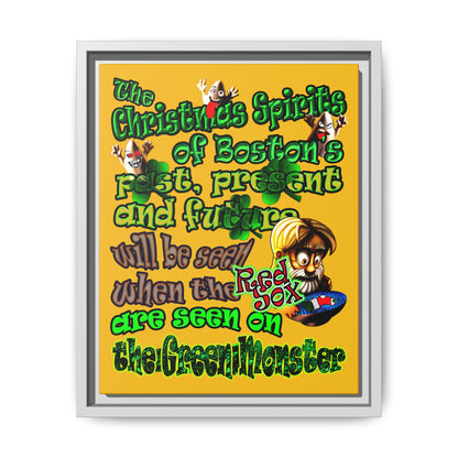 christmas spirits of boston - framed canvas art (yellow)